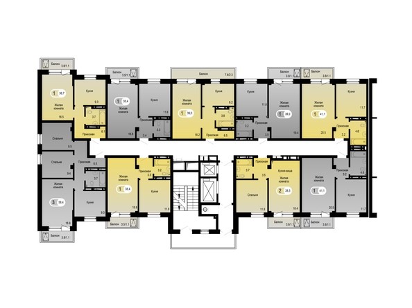 План типового этажа, 1 секция