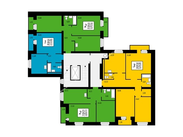 Блок 1, секция 3, 2-6 этажи