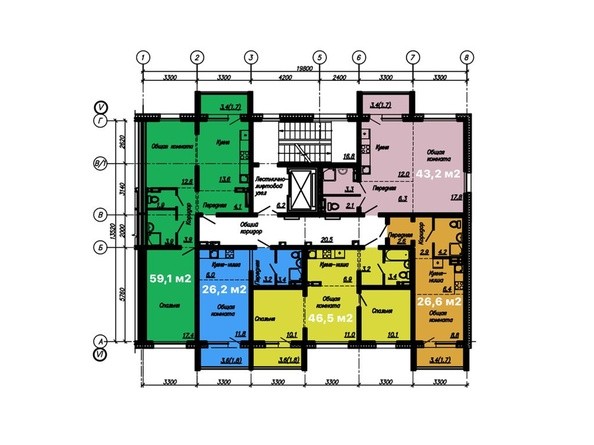 Планировка типового этажа, 1 б/с