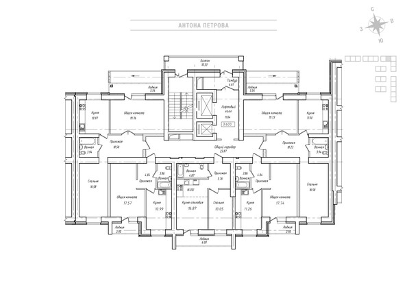Планировка типового этажа, 2 б/с