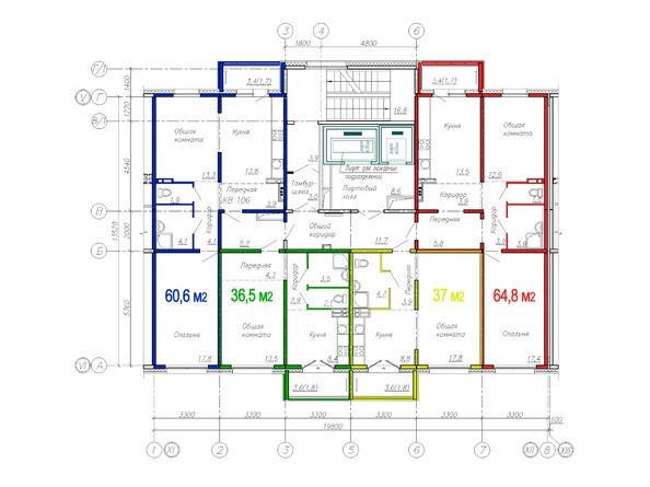 Планировка типового этажа, 3 б/с