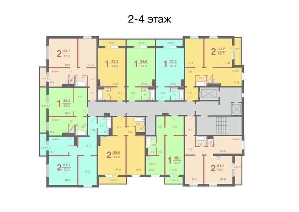 Типовая планировка 2-4 этажа