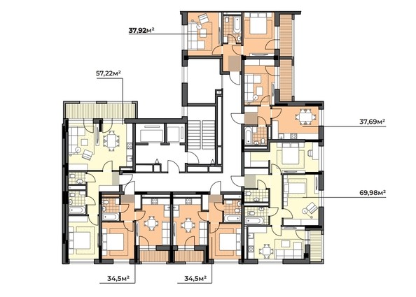 Типовая планировка этажа секция 5