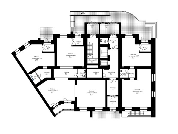 Блок-секция 1. Планировка 1 этажа