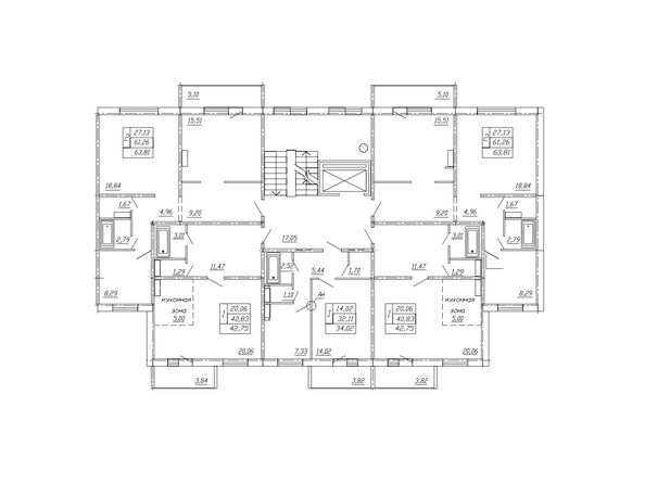 Блок-секция 4. Планировка типового этажа