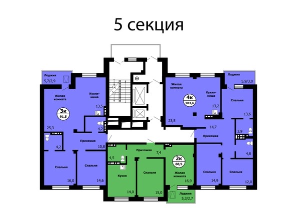Планировка типового этажа, секция 5