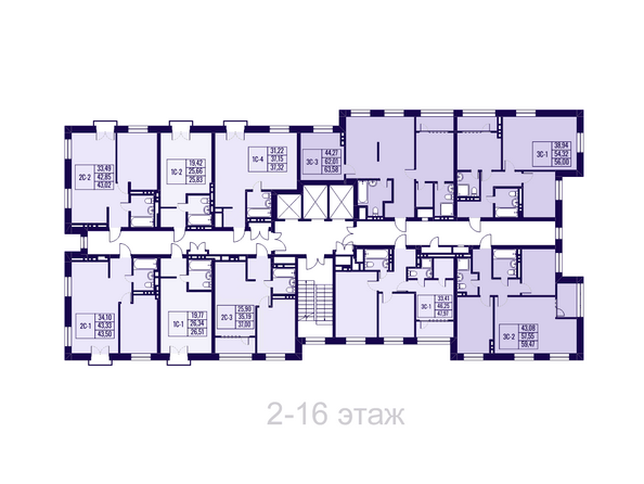Планировка квартир 2-16 этаж