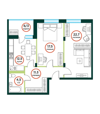 
  Продается 2-комн. квартира 72 м², в ЖК ЭКО, дом 1. Фото 10.