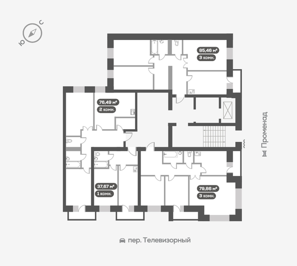 
  Продается 3-комн. квартира, 76.49 м², ЖК Сити-квартал Октябрьский, дом 1
. Фото 17.