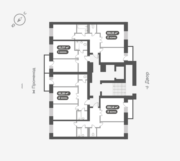 
   Продам 2-комнатную, 69.15 м², Сити-квартал Октябрьский, дом 2

. Фото 12.