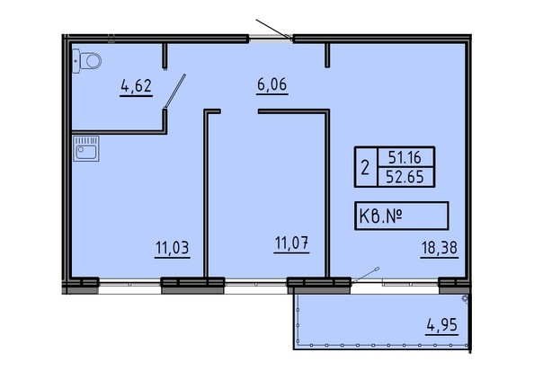 
   Продам 2-комнатную, 52.65 м², Аринский, дом 1 корпус 3

. Фото 1.