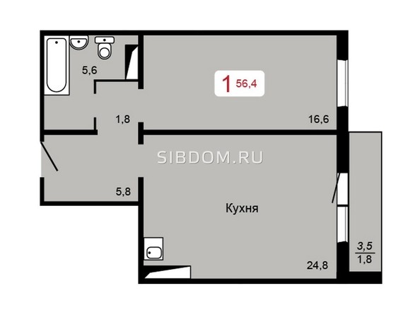 
   Продам 2-комнатную, 56.4 м², Аральская ул, 55

. Фото 1.