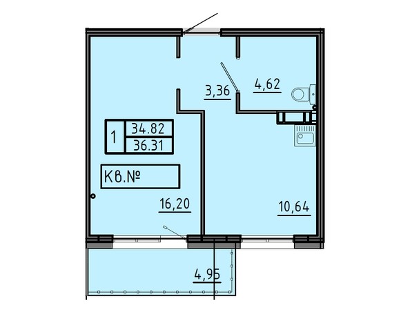 
   Продам 1-комнатную, 36.31 м², Аринский, дом 1 корпус 3

. Фото 1.