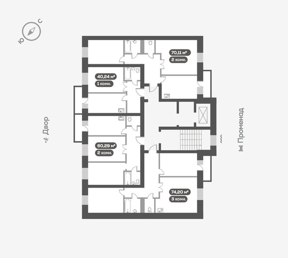 
   Продам 2-комнатную, 70.11 м², Сити-квартал Октябрьский, дом 1

. Фото 13.