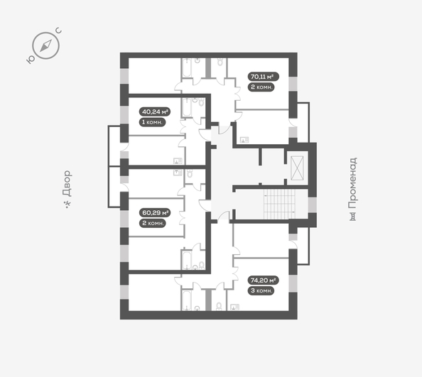 
  Продается 2-комн. квартира, 70.2 м², ЖК Октябрьский, дом 1
. Фото 6.