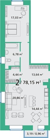 
   Продам 2-комнатную, 78.56 м², Березина ул, 82в

. Фото 1.