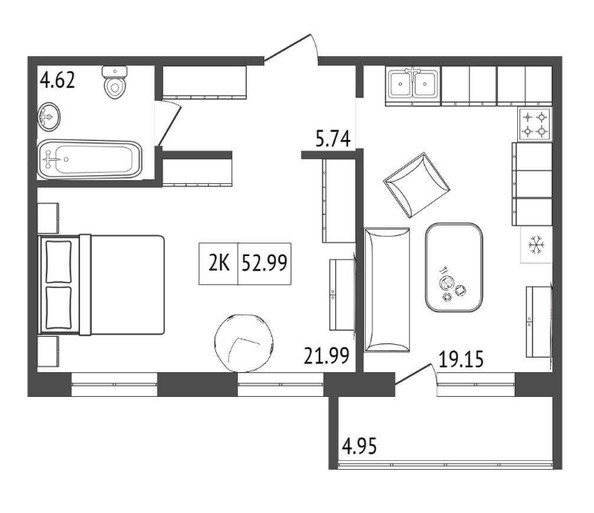 
   Продам 2-комнатную, 52.99 м², Аринский, дом 1 корпус 3

. Фото 7.