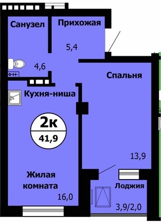 
   Продам 2-комнатную, 41.9 м², Серебряный, дом 1 корпус 1

. Фото 2.