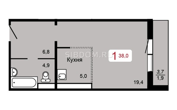 
   Продам 1-комнатную, 38 м², КБС. Берег, дом 4 строение 2

. Фото 1.