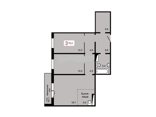 
   Продам 3-комнатную, 76.5 м², Мичурино, дом 2 строение 5

. Фото 1.