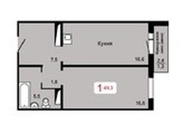 
   Продам 1-комнатную, 49.3 м², Мичурино, дом 2 строение 4

. Фото 1.