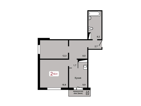 
  Продам 2-комн. квартиру, 62.4 м², ЖК Мичурино, дом 2 строение 5
. Фото 1.