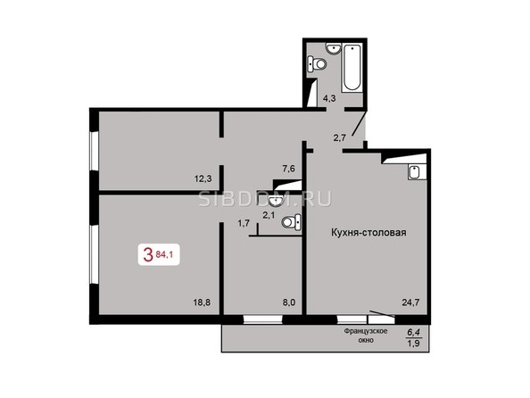 
   Продам 3-комнатную, 84.1 м², Мичурино, дом 2 строение 4

. Фото 1.