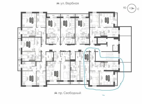 
   Продам 2-комнатную, 59 м², Вербная ул, 5

. Фото 2.