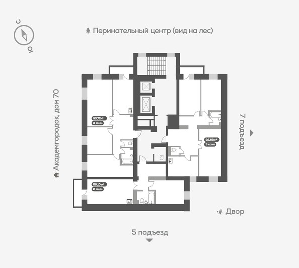 
   Продам 3-комнатную, 92.5 м², Академгородок ул, 74

. Фото 23.