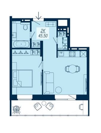 
   Продам 2-комнатную, 43.58 м², АЭРОCITY (Аэросити), дом 3

. Фото 3.