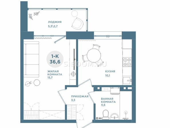 
   Продам 1-комнатную, 35.8 м², Emotion (Эмоушн)

. Фото 1.