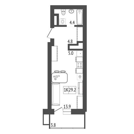 
   Продам студию, 29.2 м², Univers (Универс), 3 квартал

. Фото 1.