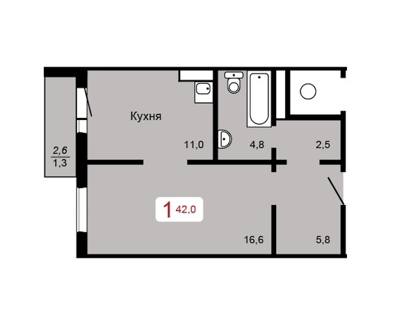 
   Продам 1-комнатную, 42 м², Аральская ул, 47

. Фото 1.