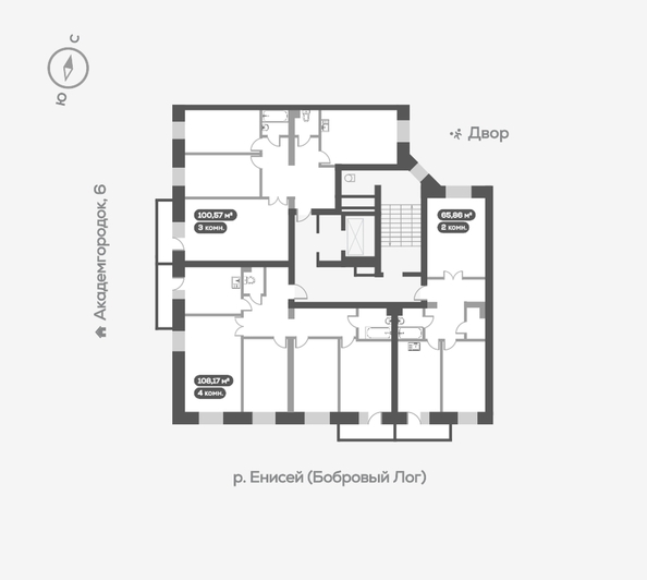 
  Продается 3-комн. квартира, 101.3 м², ЖК Академгородок, дом 8
. Фото 6.