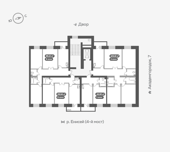 
   Продам 3-комнатную, 85.7 м², Академгородок ул, 78

. Фото 19.