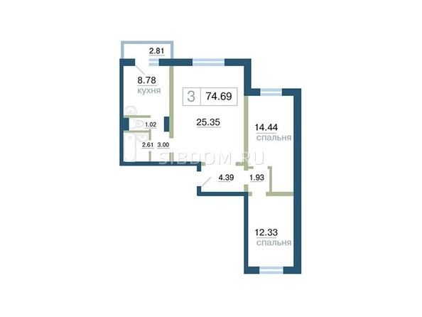 
   Продам 3-комнатную, 73.7 м², Елены Стасовой ул, 48Б

. Фото 1.