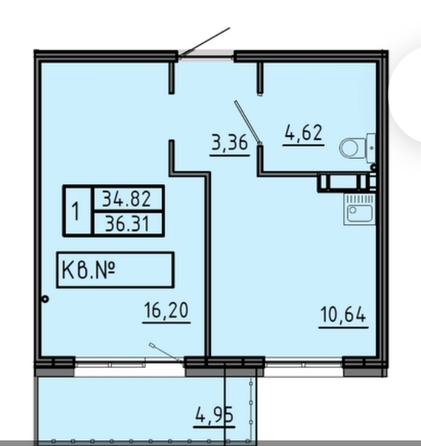 
   Продам 1-комнатную, 36.58 м², Соколовская ул, 20в

. Фото 1.