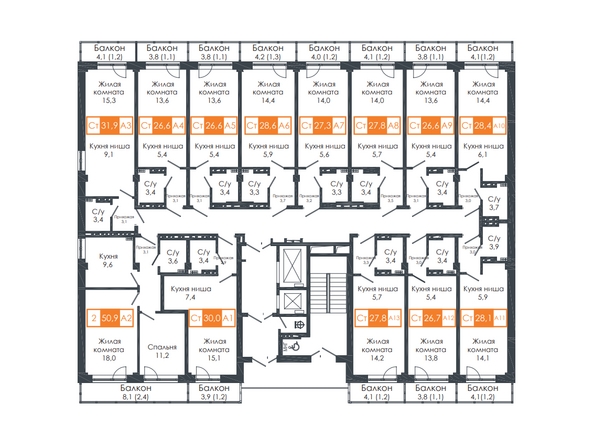 
   Продам студию, 31.7 м², Соколовская ул, 64

. Фото 2.