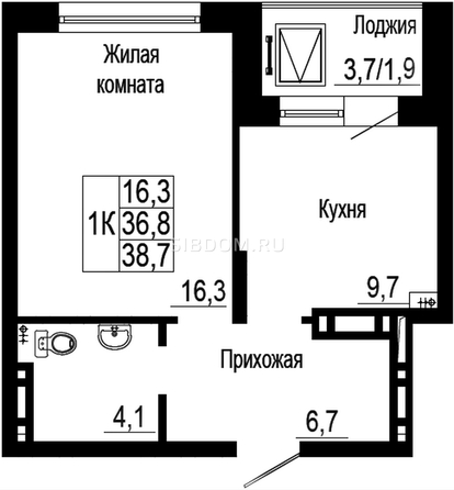 
   Продам 1-комнатную, 38.7 м², Подзолкова, дом 19

. Фото 1.