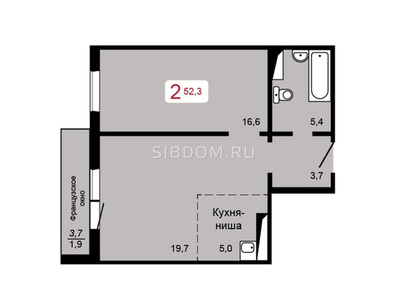 
   Продам 2-комнатную, 52.4 м², Мичурино, дом 2 строение 4

. Фото 1.