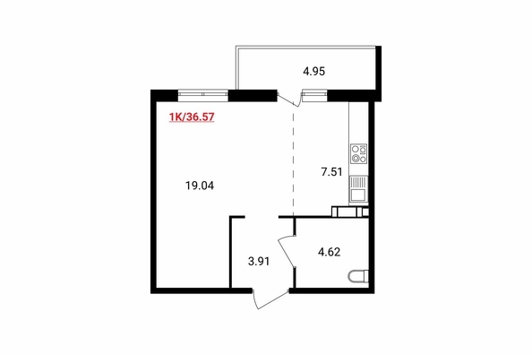 
  Продается 1-комн. квартира, 36.31 м², ЖК Аринский, дом 1 корпус 3
. Фото 9.
