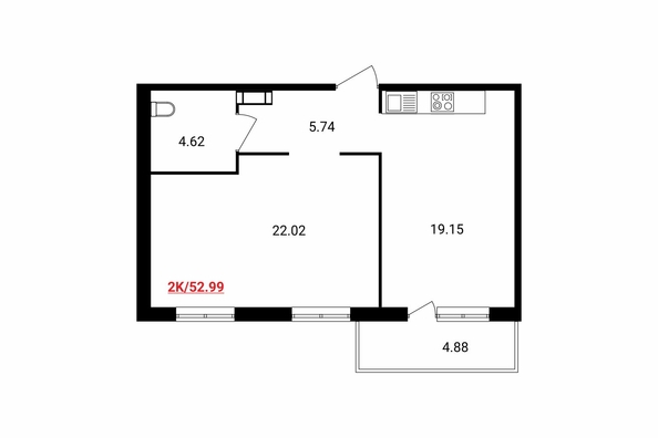 
   Продам 2-комнатную, 52.9 м², Соколовская ул, 20в

. Фото 3.