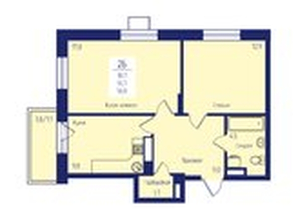 
   Продам 2-комнатную, 56.8 м², Univers (Универс), 2 квартал

. Фото 1.