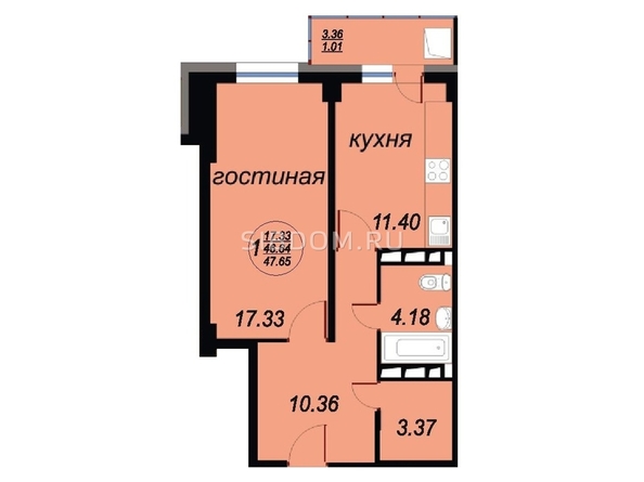 
   Продам 1-комнатную, 46.4 м², Вавилова ул, 47г

. Фото 3.