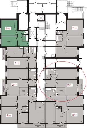 
   Продам 2-комнатную, 57.1 м², КБС. Берег, дом 5 строение 1

. Фото 2.