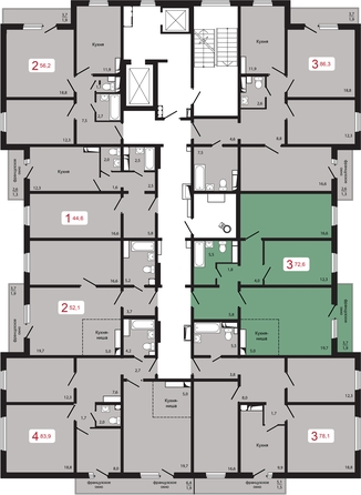 
   Продам 3-комнатную, 72.6 м², КБС. Берег, дом 5 строение 1

. Фото 2.