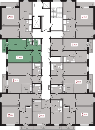 
   Продам 1-комнатную, 44.6 м², КБС. Берег, дом 5 строение 3

. Фото 2.