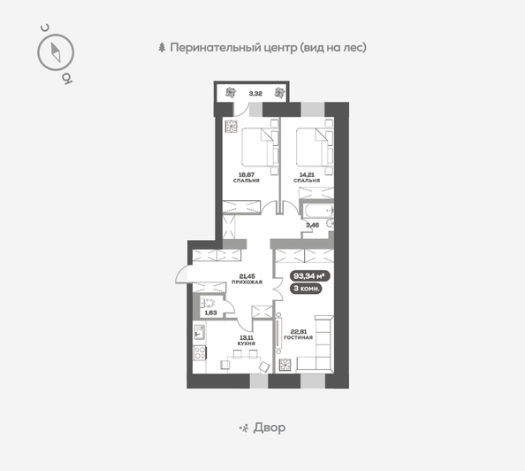 
   Продам 3-комнатную, 93.6 м², Академгородок ул, 74

. Фото 1.