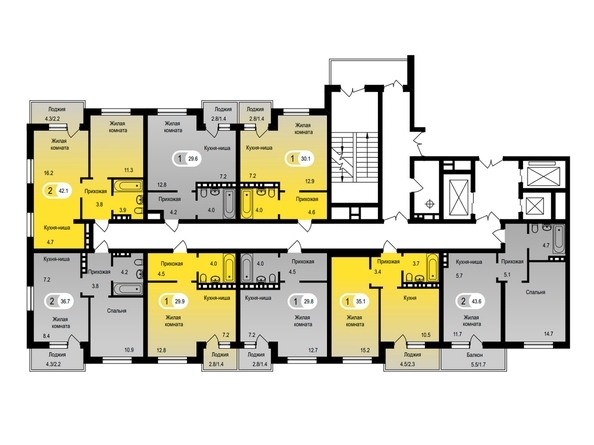 
   Продам 2-комнатную, 41.4 м², Апрельская ул, 5к

. Фото 2.