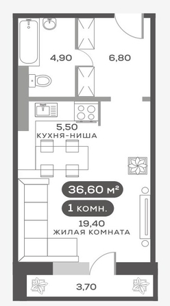 
   Продам 1-комнатную, 38.5 м², Белый квартал на Спандаряна, 2

. Фото 11.